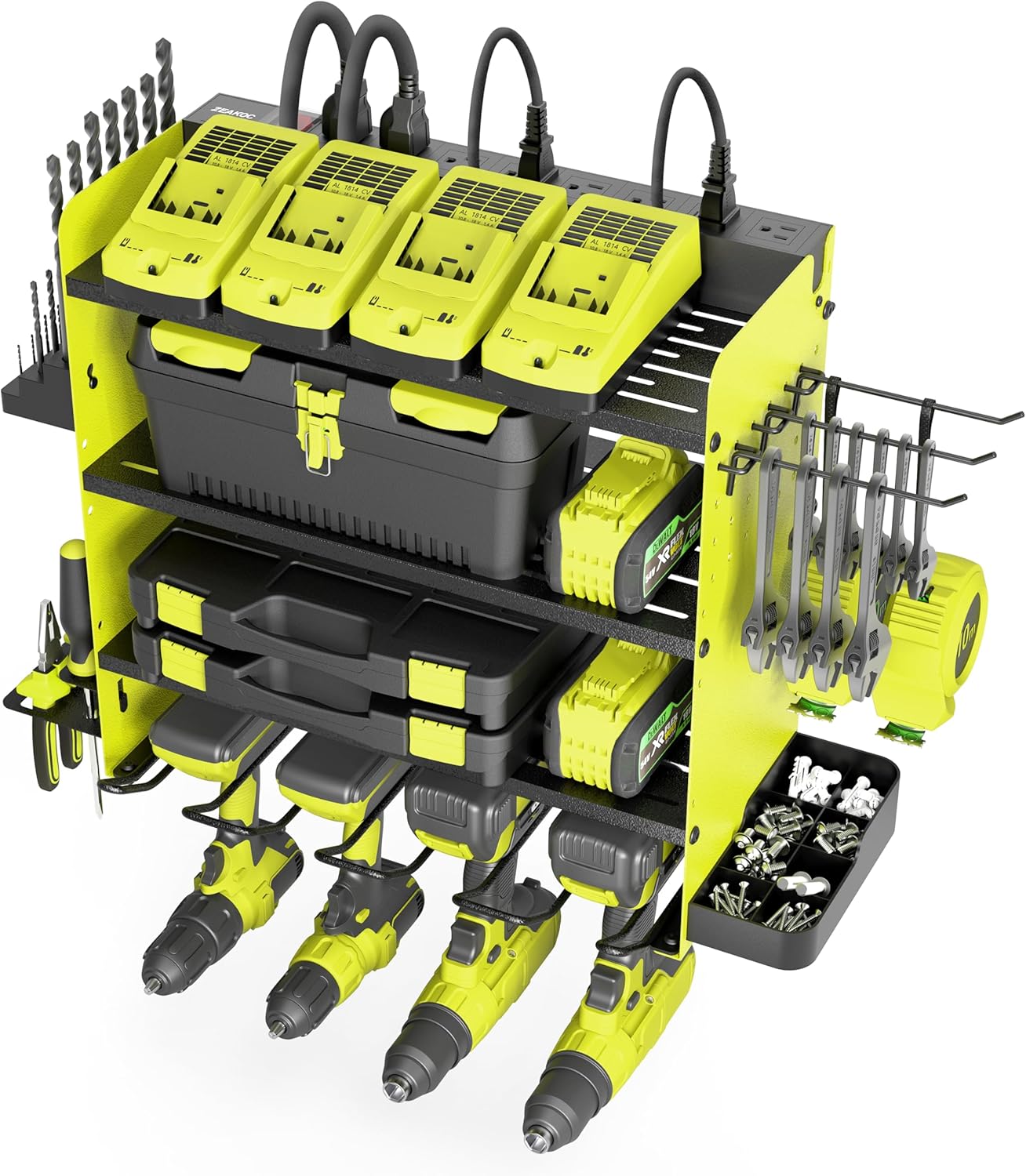 Power Tool Organizer with Charging Station for Efficient Storage