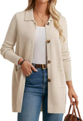Women's Fall Long Cardigan Sweater with Pockets - Dressy Knit Blazer