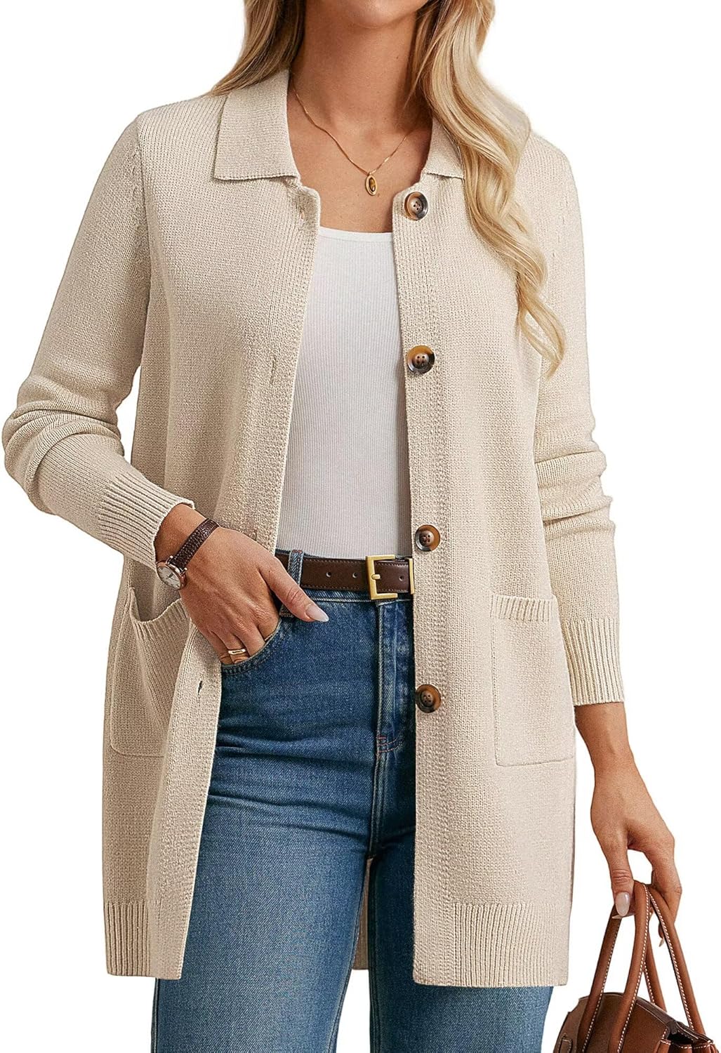 GRACE KARIN Women's Fall Long Cardigan Sweaters with Pockets