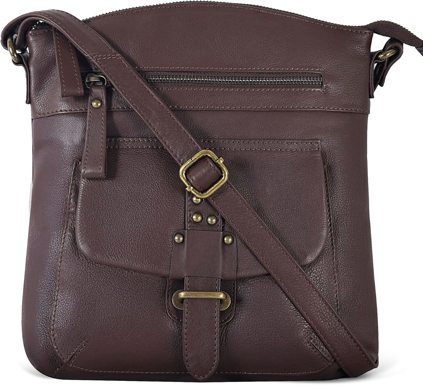 Oak Leathers Leather Crossbody Bag: Stylish Medium Size Purse