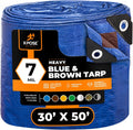 Xpose Safety 30 x 50 Heavy Blue/Brown Tarp - 7 Mil Weatherproof