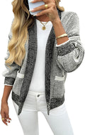 Womens Open Front Waffle Knit Cardigan Sweater Coat - Cozy Fall Layer