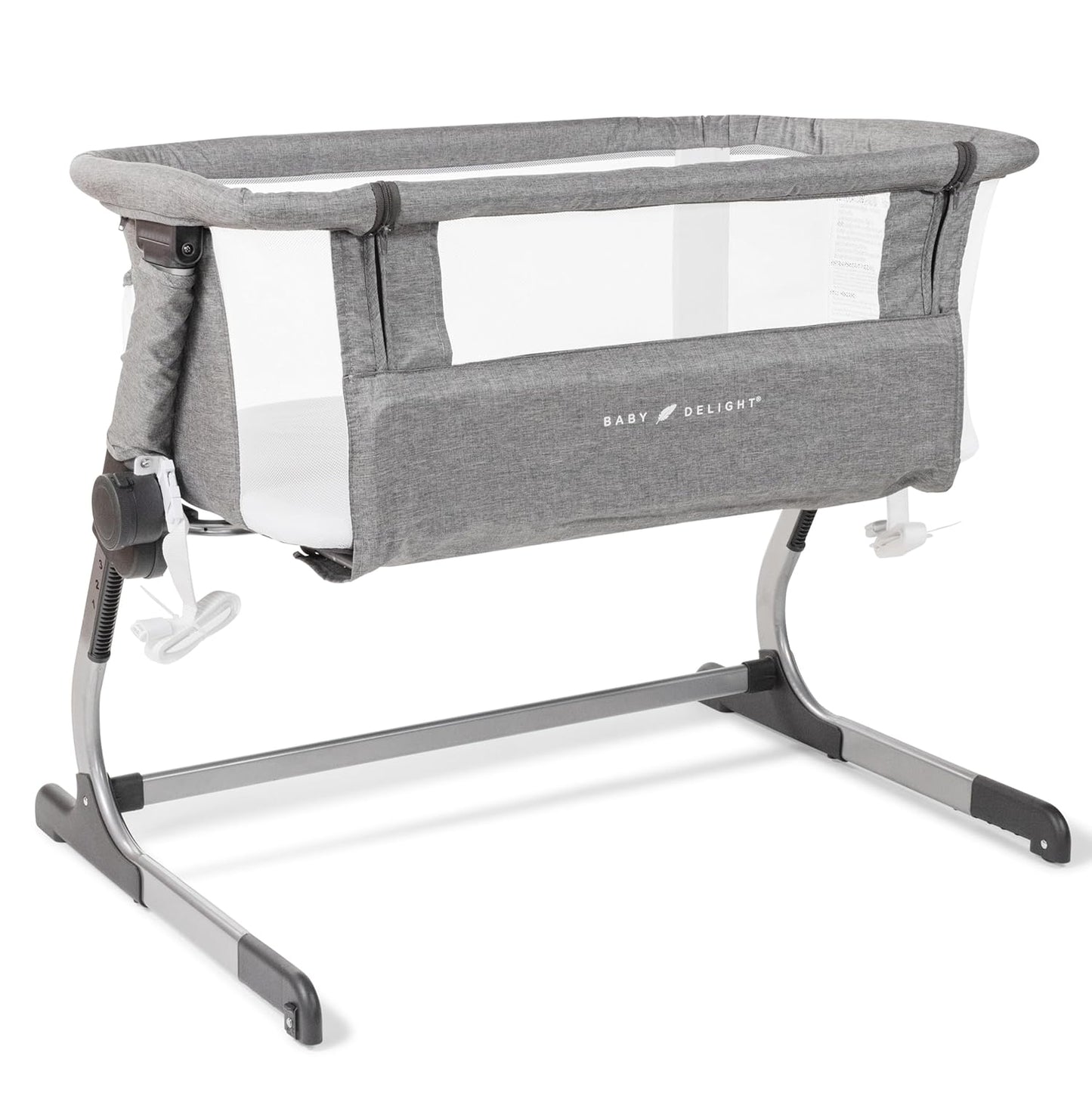 Baby Delight Bedside Bassinet | 6-Position Height | Charcoal Tweed