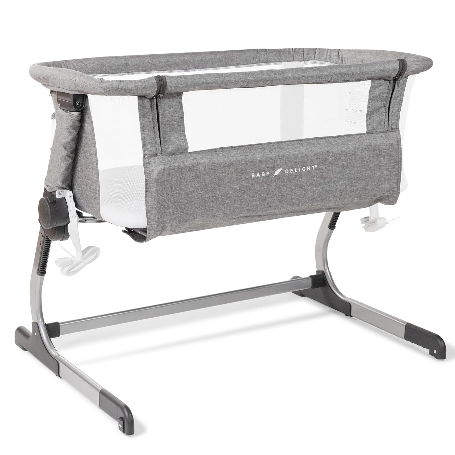 Baby Delight Bedside Bassinet | 6-Position Height | Charcoal Tweed