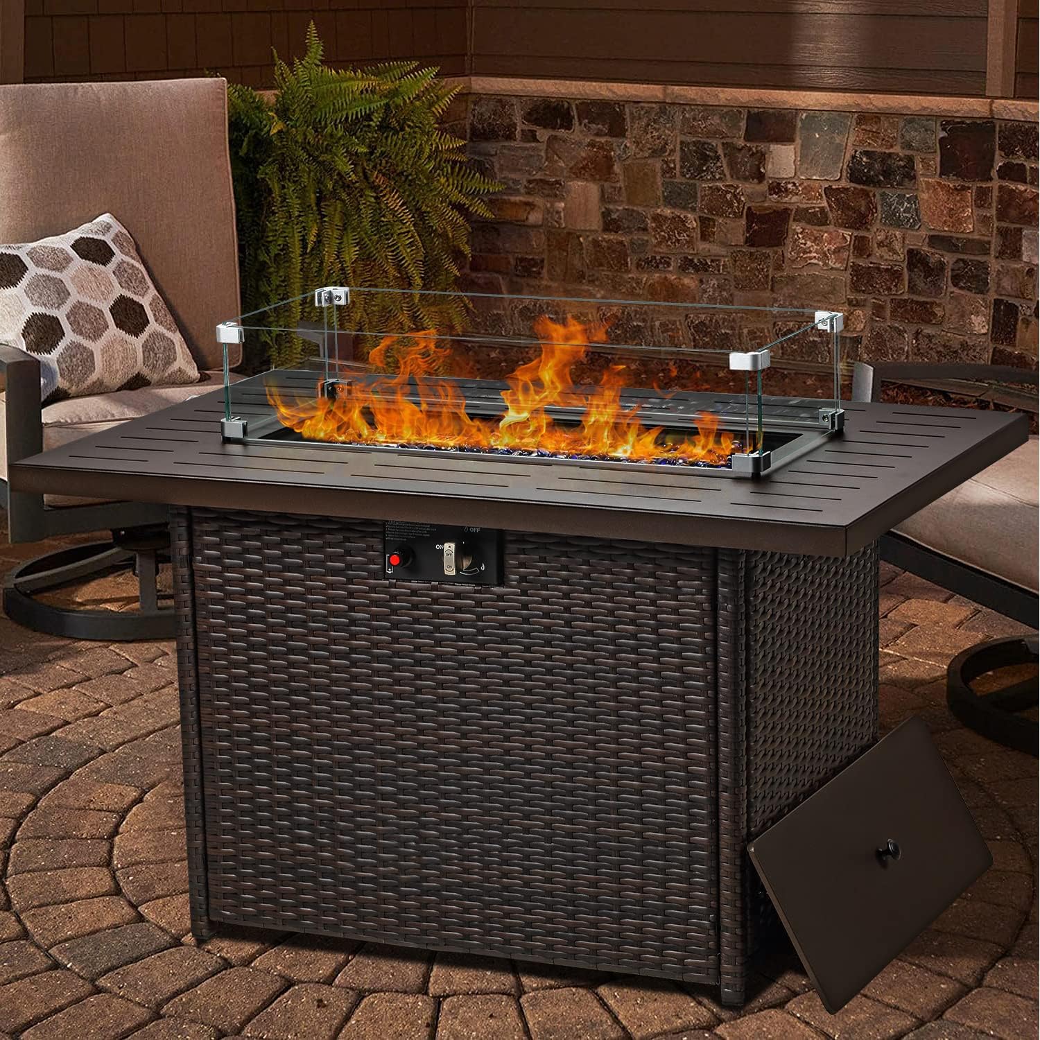 LayinSun 44in Propane Gas Fire Pit Table for Cozy Outdoors