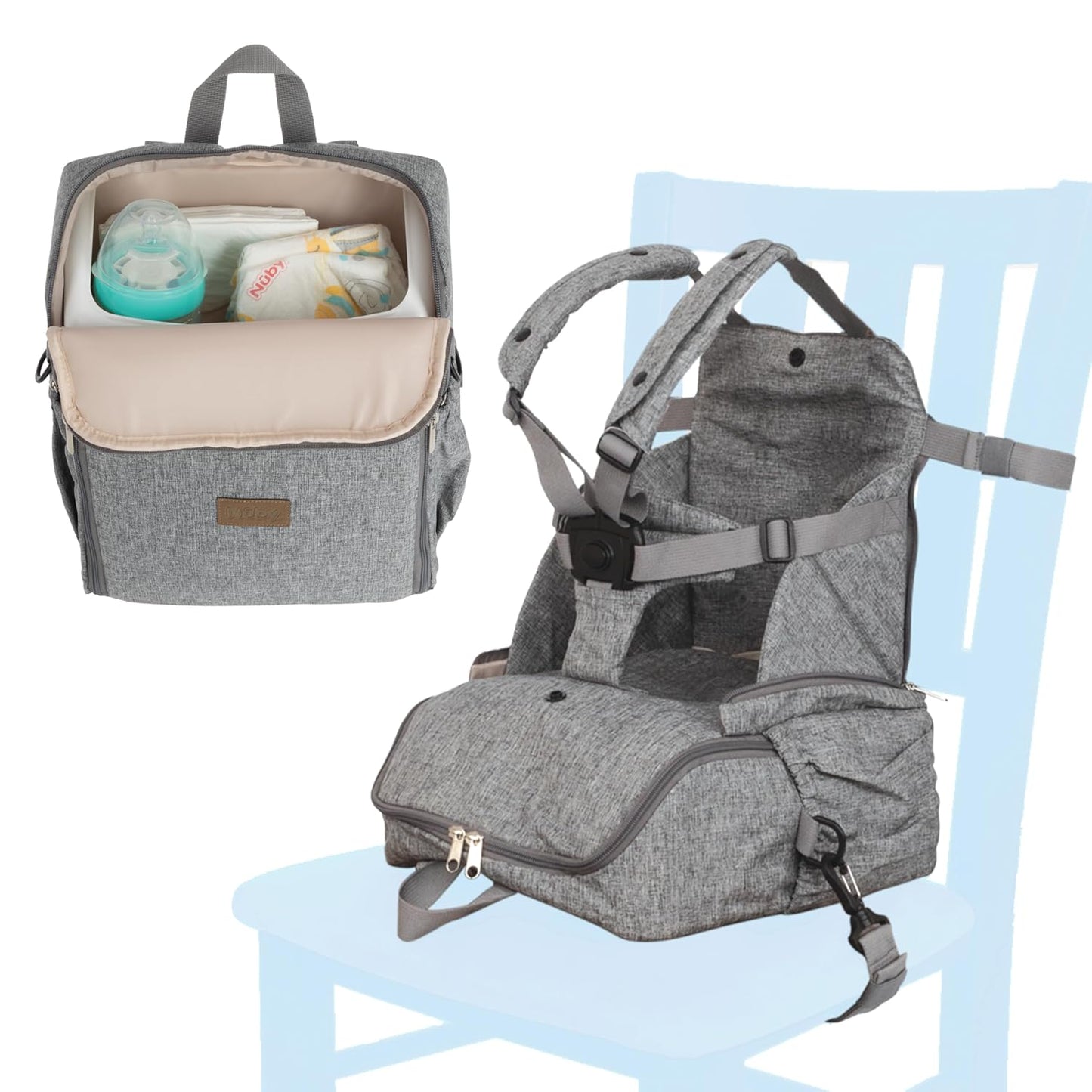 Nuby 2-in-1 Backpack Booster: Portable Highchair
