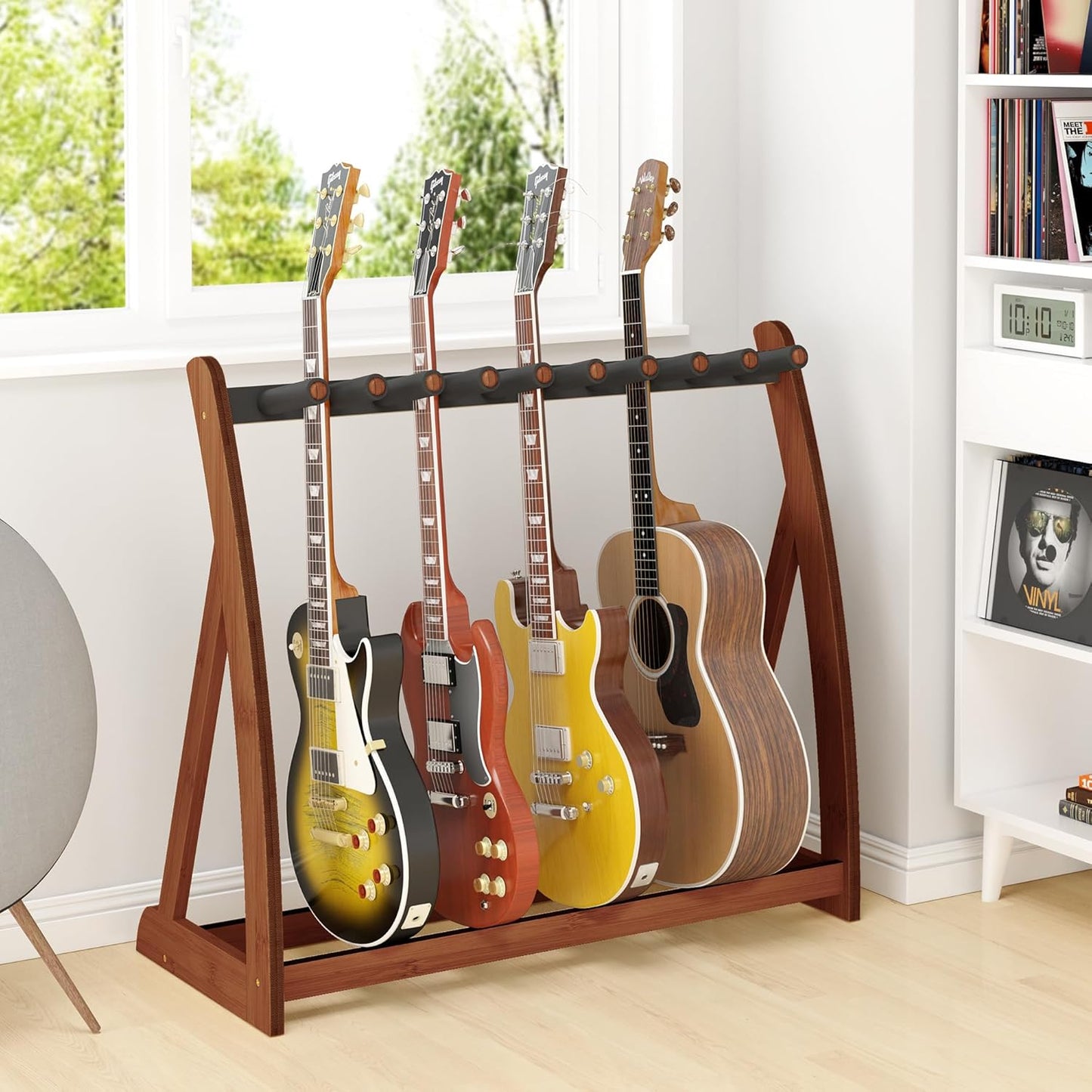Premium Bamboo Guitar Stand - Holds 9 Guitars with Ease!