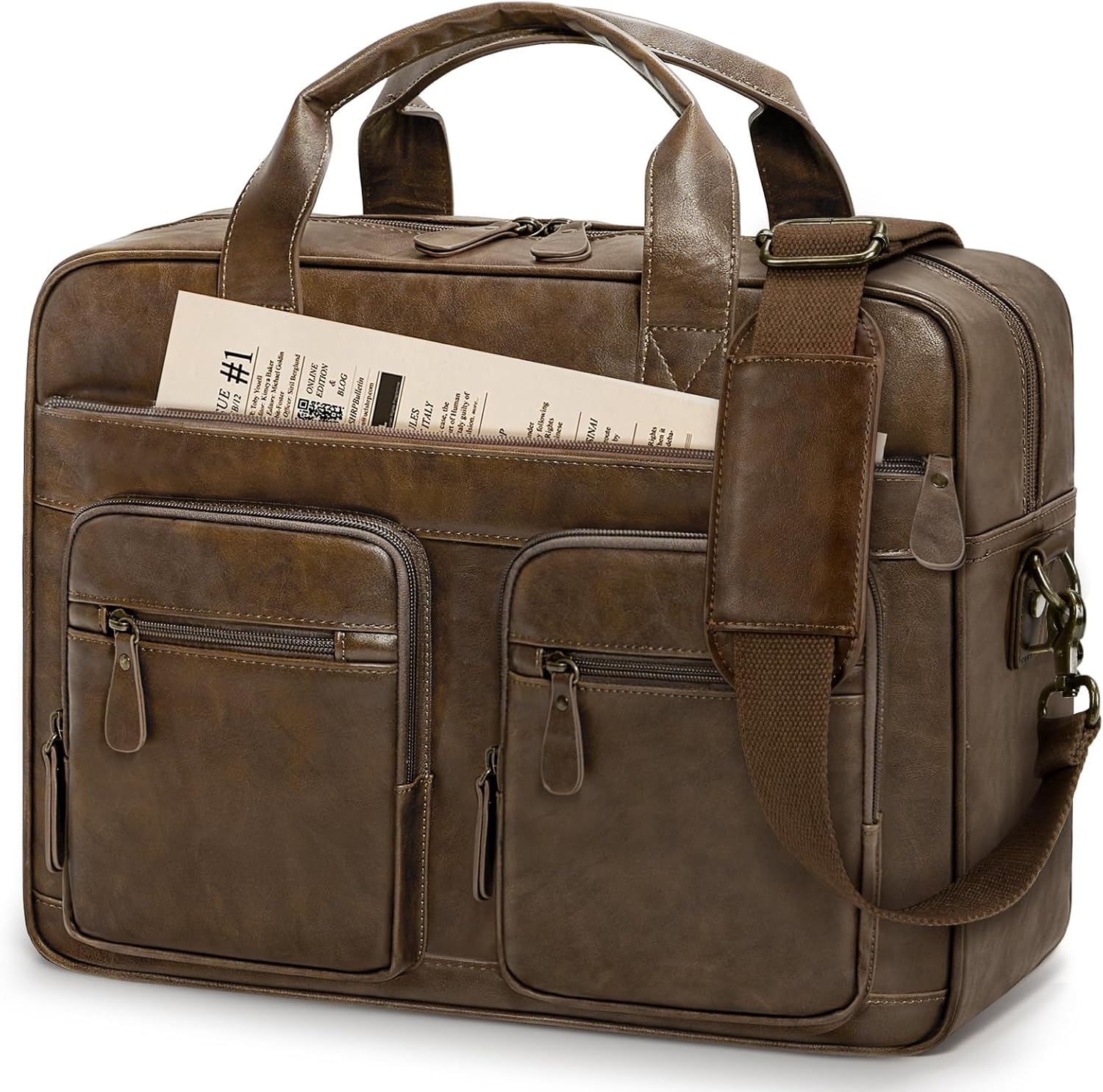 Vintage Messenger Bag for Men - Waterproof PU Leather Briefcase