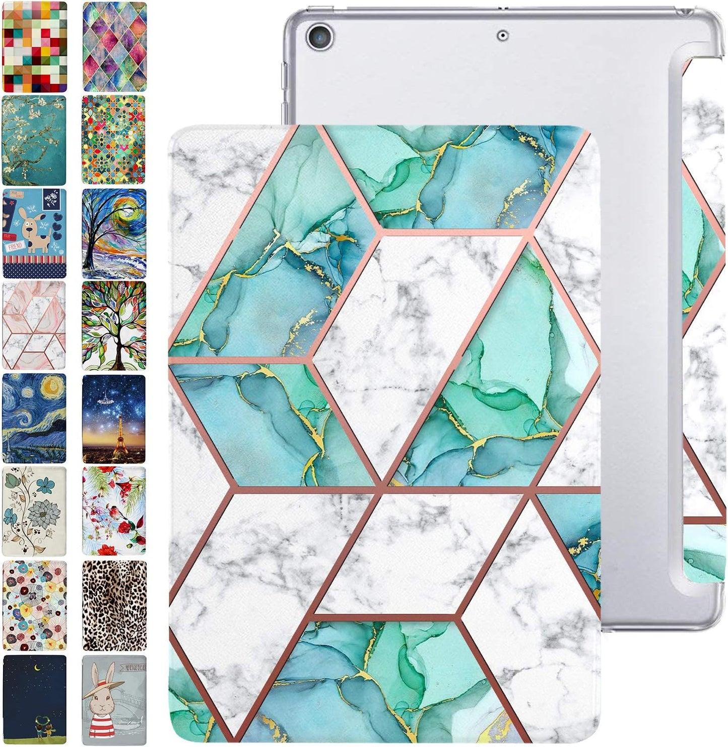 DuraSafe iPad Air 4/5/6 Trifold Case - Marble Green Design