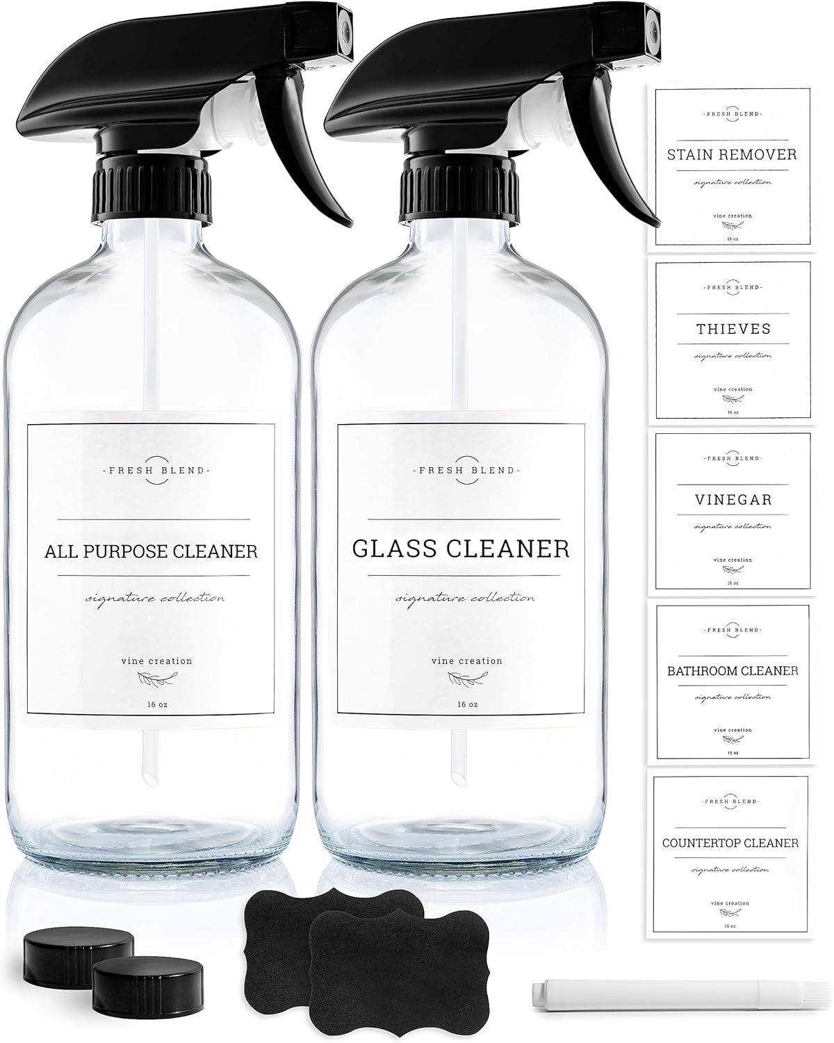 Vine Creations 16oz Glass Spray Bottles - Clean & Hydrate