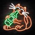 Kavaas Cat Beer Neon Sign - Funny LED Neon for Home Bar Decor