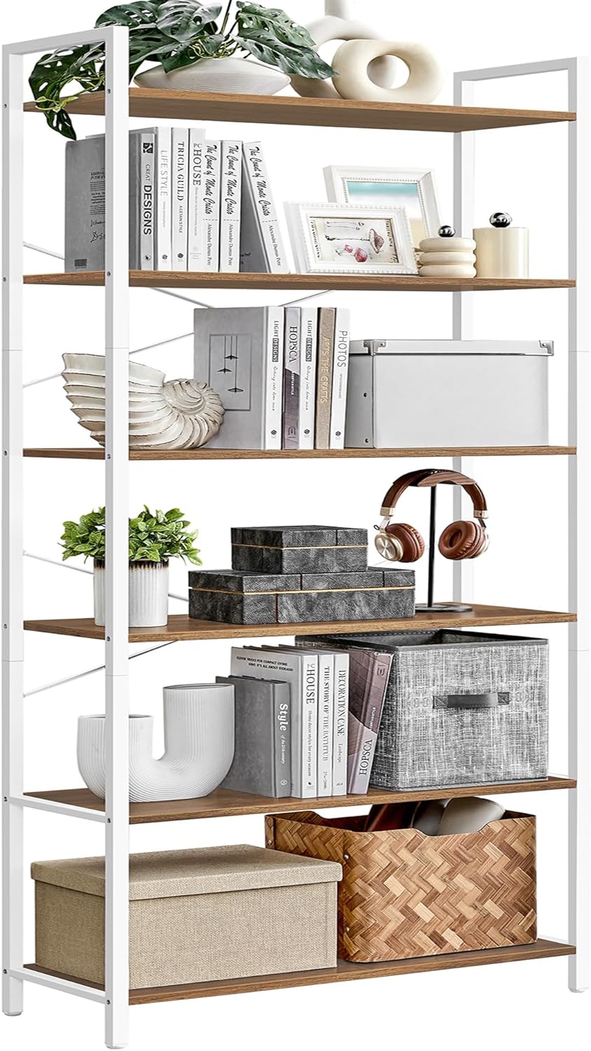 VASAGLE 6-Tier Bookshelf for Living Room and Home Office