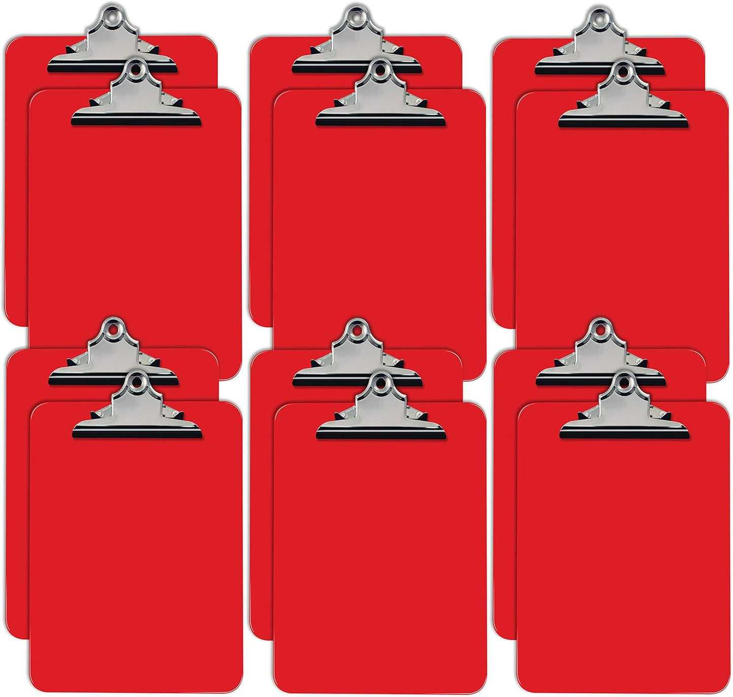 Durable Red Plastic Clipboards, 12 Pack