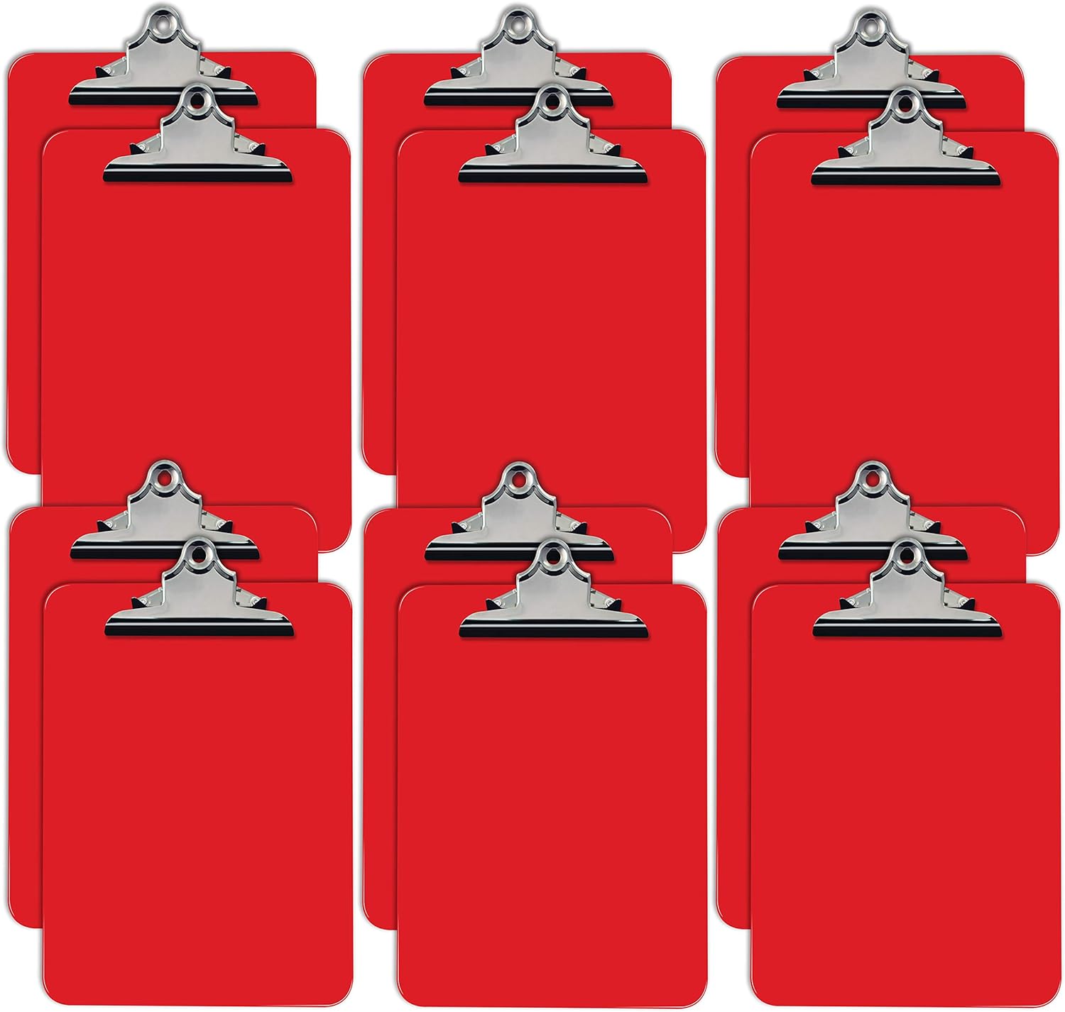 Durable Red Plastic Clipboards, 12 Pack