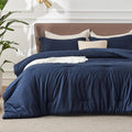 Bedsure Oversized Queen Comforter Set - Navy Soft All-Season Comfort