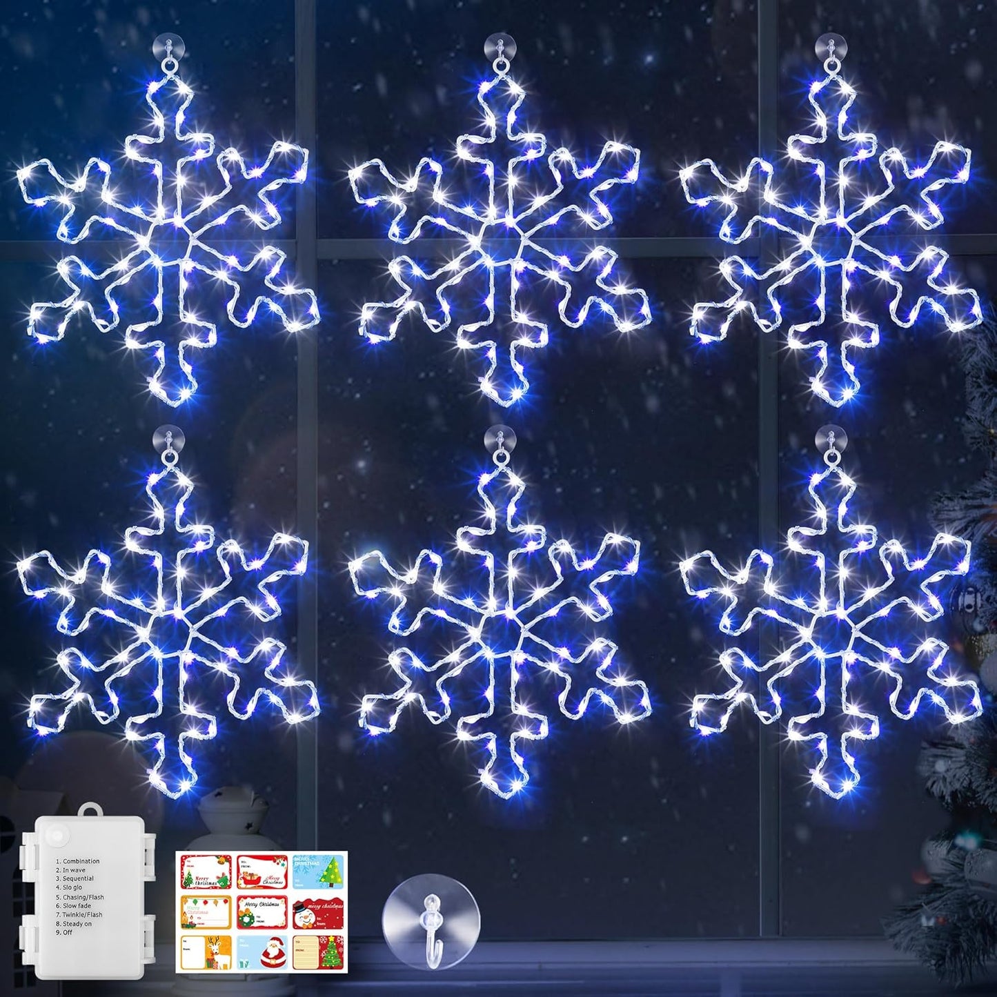 Hiboom 6 Pack Christmas Window Lights for Festive Decor