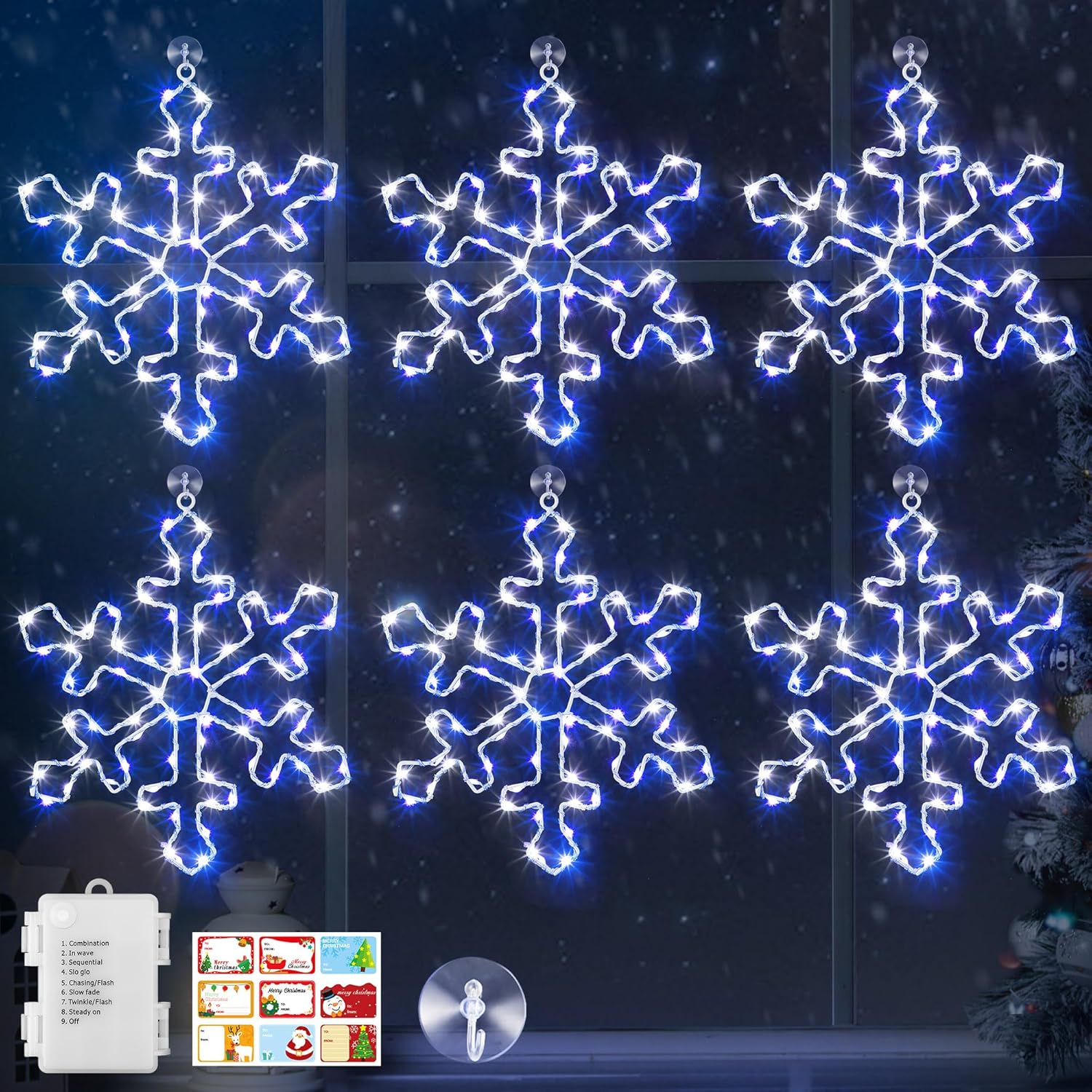 Hiboom 6 Pack Christmas Window Lights for Festive Decor