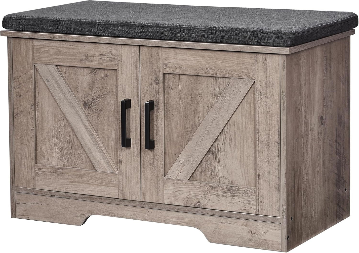2-Tier Storage Bench with Padded Seat Cushion for Entryway