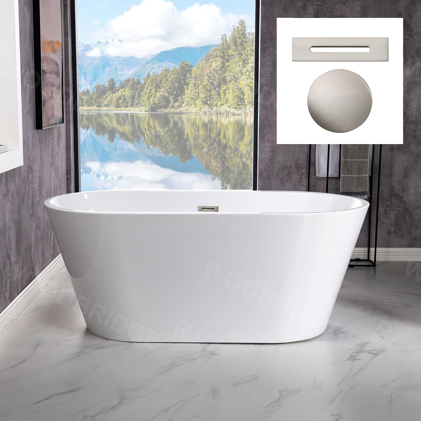 54in Acrylic Freestanding Bathtub for Luxurious Soaking Experience