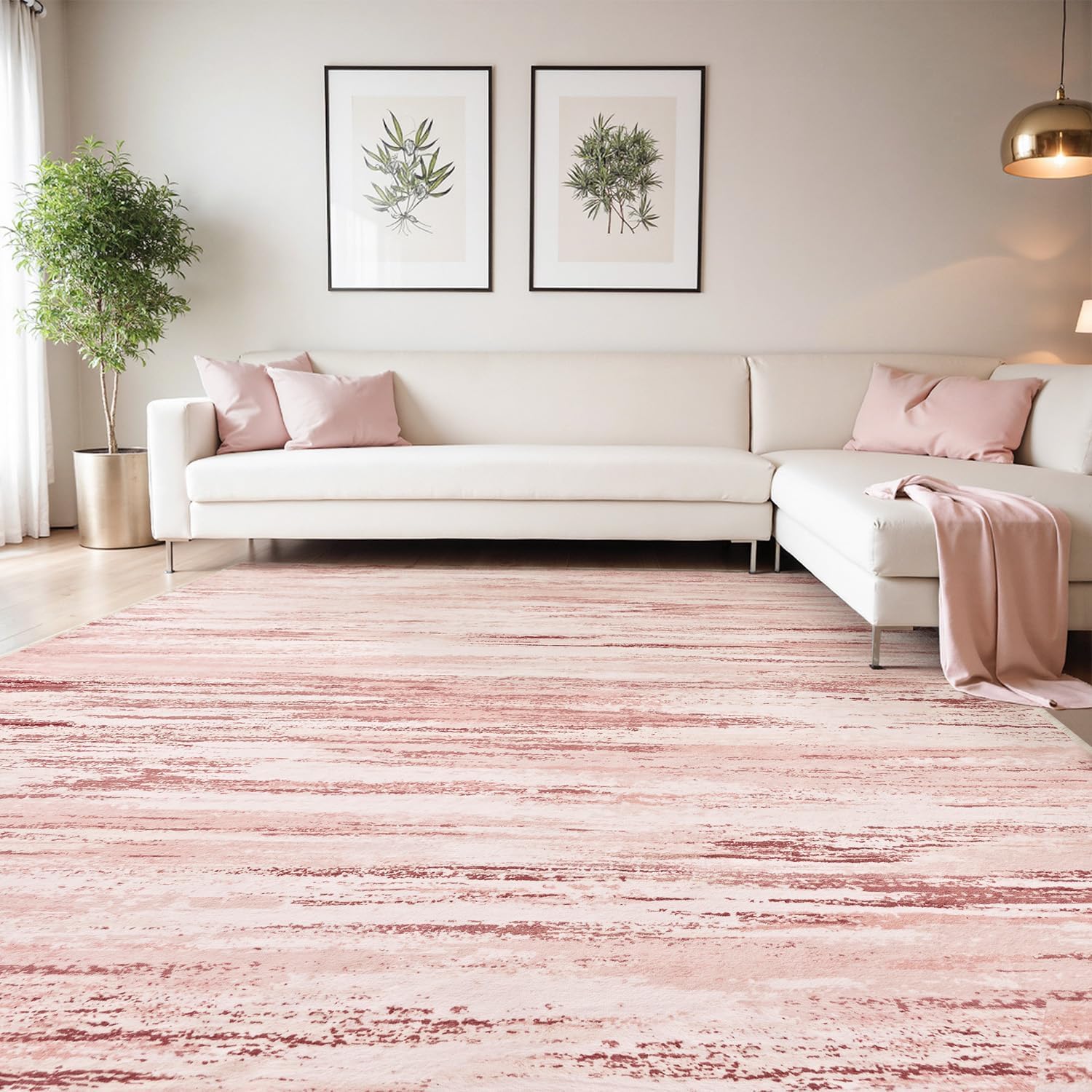 Tchdio Pink Rug 8x10 Area Rug for Living Room and Bedroom