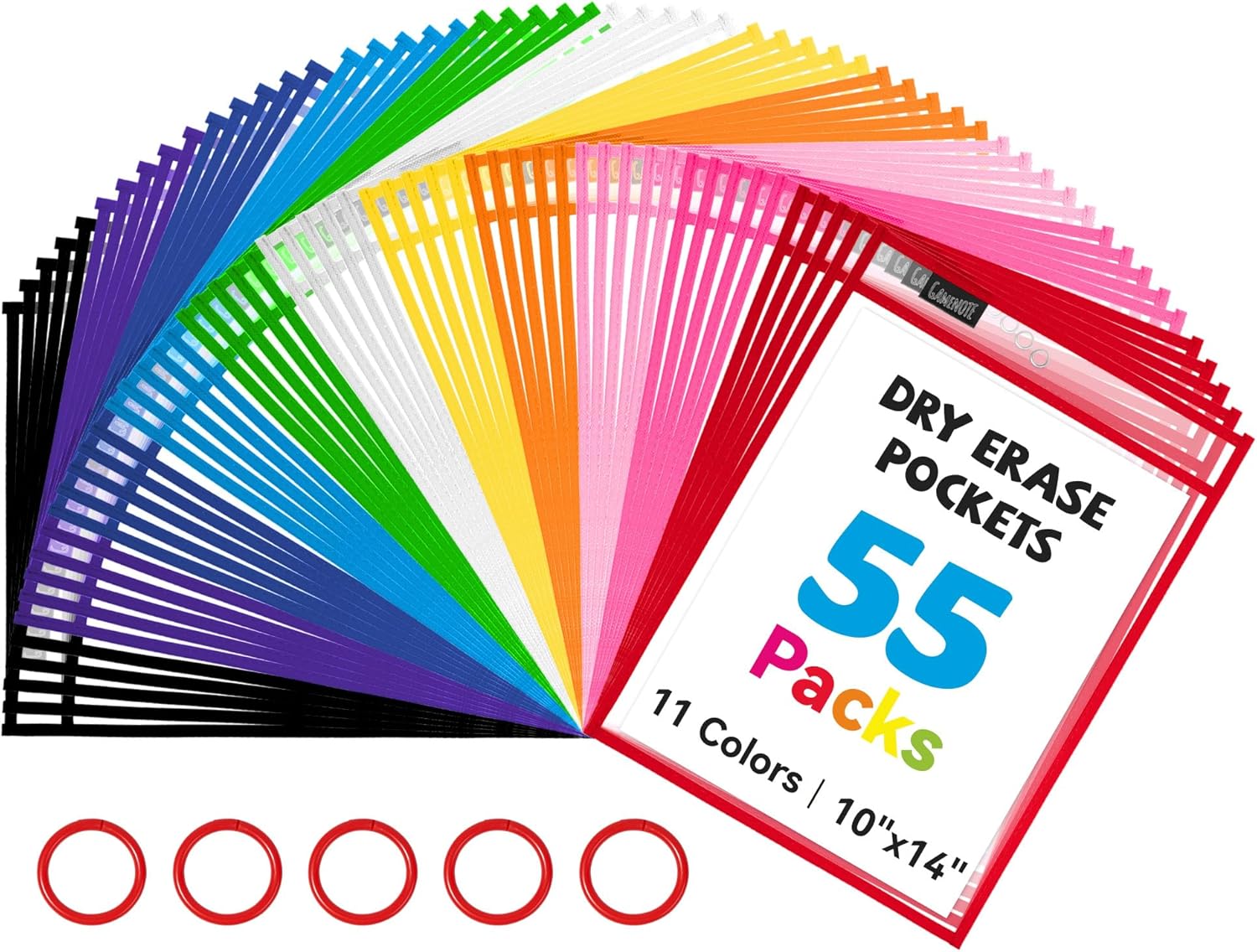 Gamenote 55 Pack Oversized Dry Erase Pockets for Classroom Use