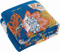 Boho Throw Blanket, Blue Lightweight Cotton Throw - Breathable Summer