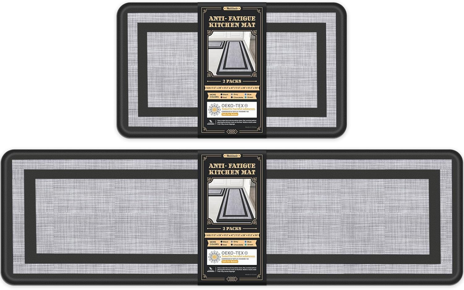 Mattitude Kitchen Mats Set of 2 Cushioned Anti-Fatigue Rugs