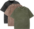 Mens Oversized Washed Cotton T-Shirt - Vintage Baggy Crew Neck