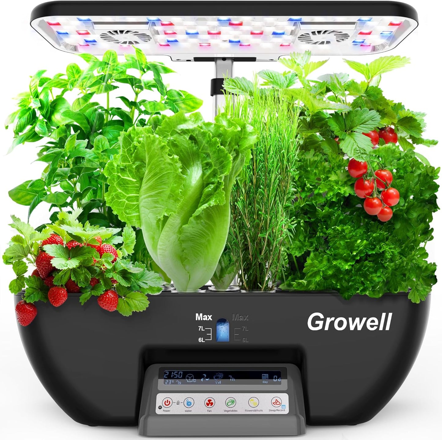 Growell 17-Pod Hydroponic System: Full-Spectrum Lights for Indoor Herb Garden