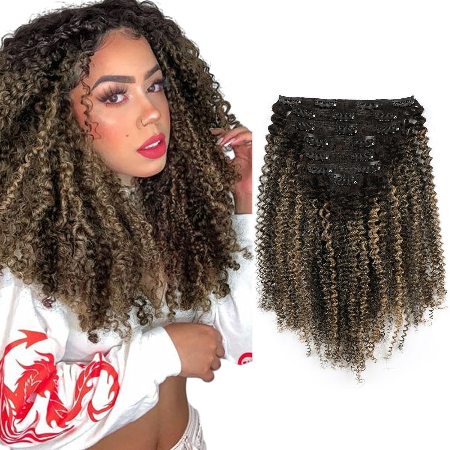 Sassina 4B Afro Curly Clip Ins for Stunning Volume and Style