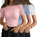 Ficerd Women's Ribbed T-Shirt 3 Pack for Effortless Summer Fashion