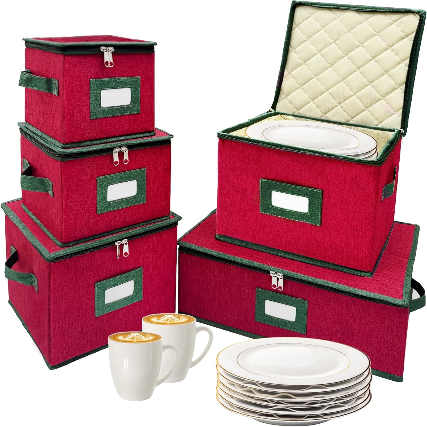5 Pack Christmas China Storage Containers for Safe Dish Packing