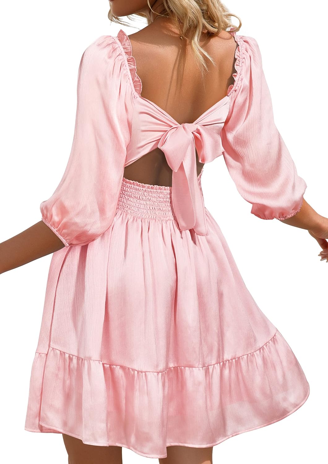 Phortric Womens Summer Tie Back Dress for Casual Elegance