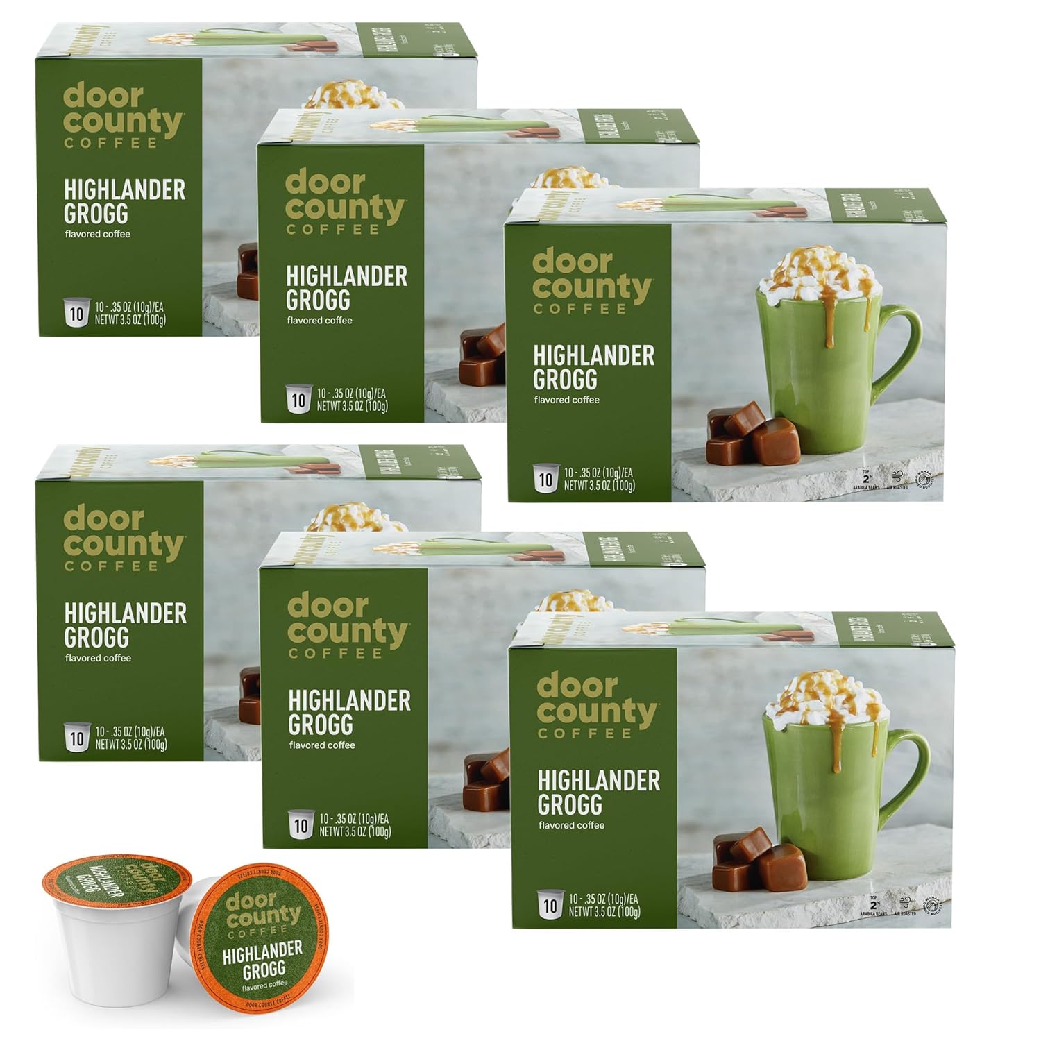 Door County Coffee Highlander Grogg Flavored Ground Coffee Cups