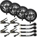 Car Tie Down Straps 2 in x 96 in 4 Pack - Heavy Duty Wheel Ratchet