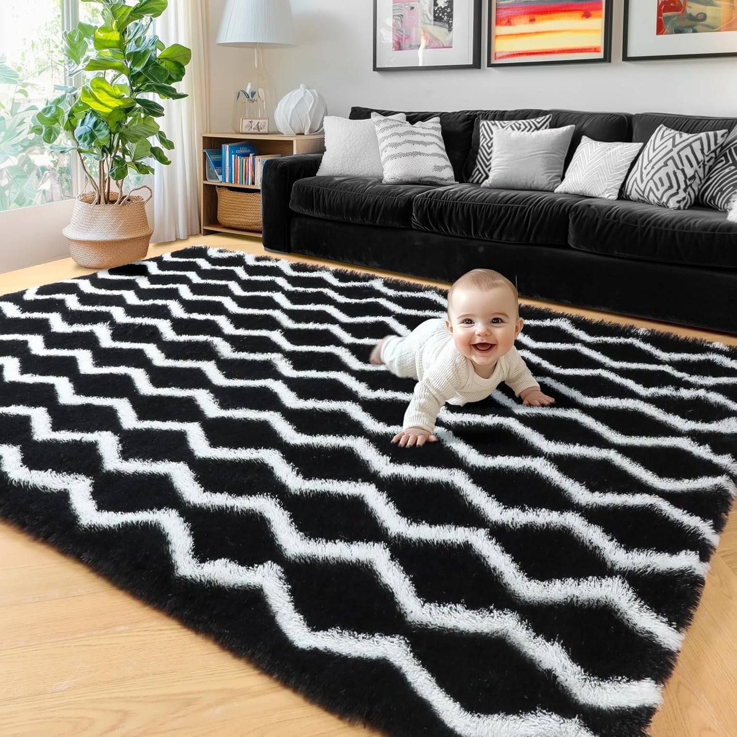 RUGTUDER 5x8 Fluffy Soft Washable Shag Rug for Living Room