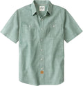 Mens Chambray Short Sleeve Button Down Shirt - Lightweight Cotton