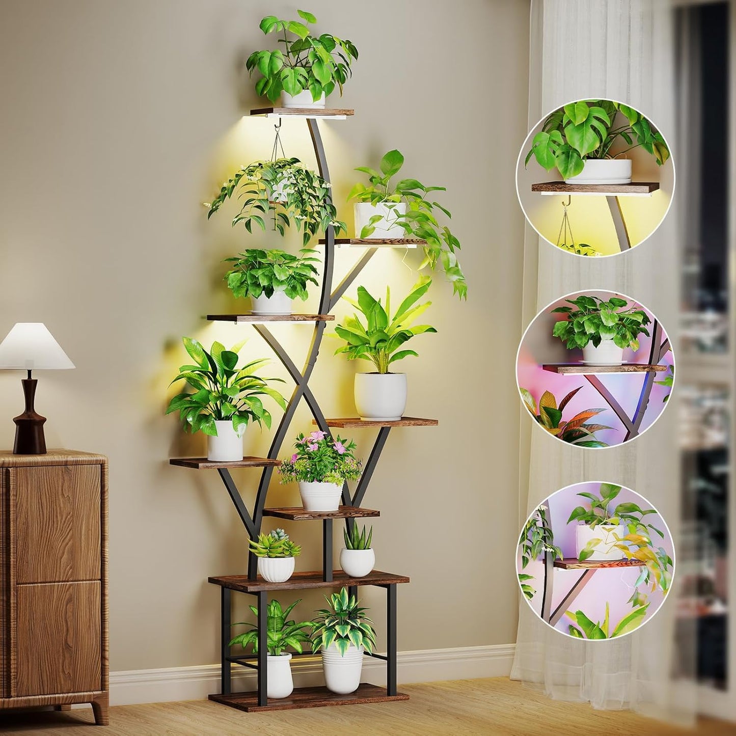 Indoor Plant Stand with Grow Lights for Stylish Home Decor