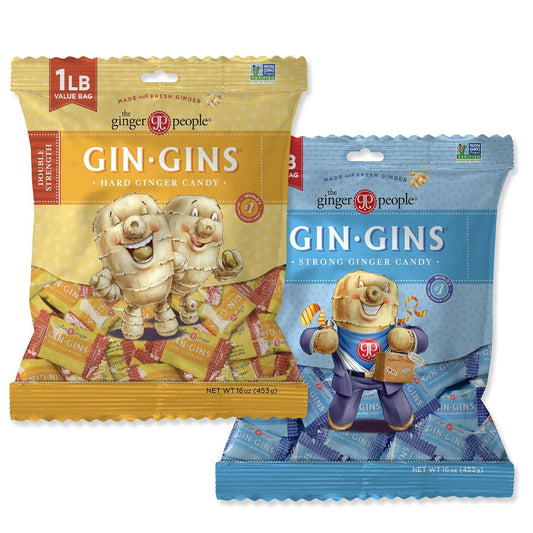 GIN GINS Hard Candies - Super Strength Ginger Treats Pack of 2