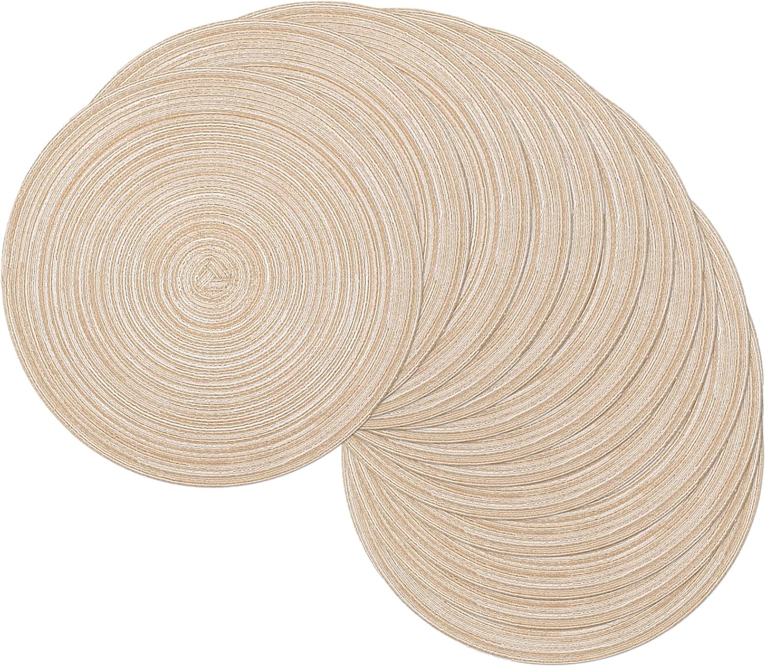 SHACOS 15 inch Beige Round Placemats Set of 12 for Dining Table