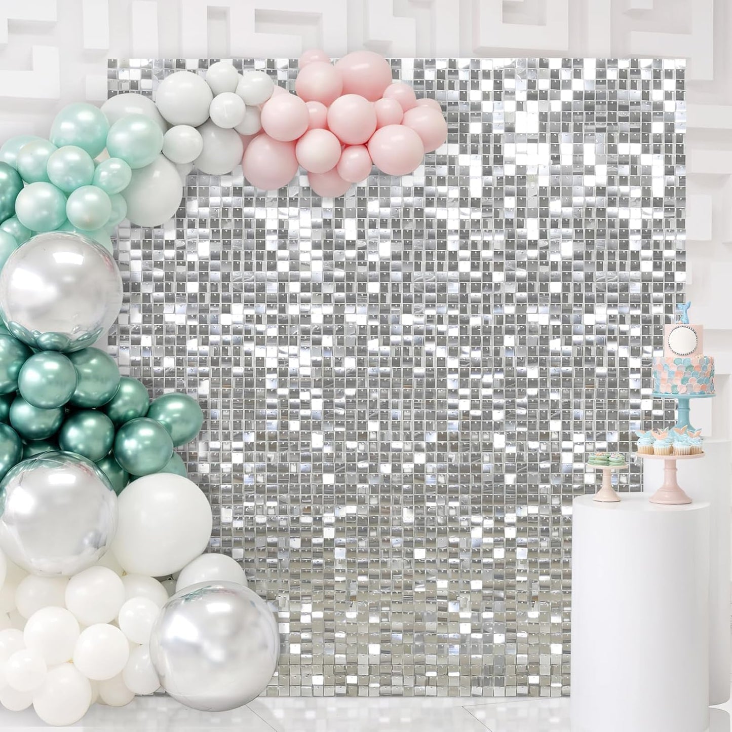 Silver Shimmer Wall Backdrop Panels for Stunning Party Decor