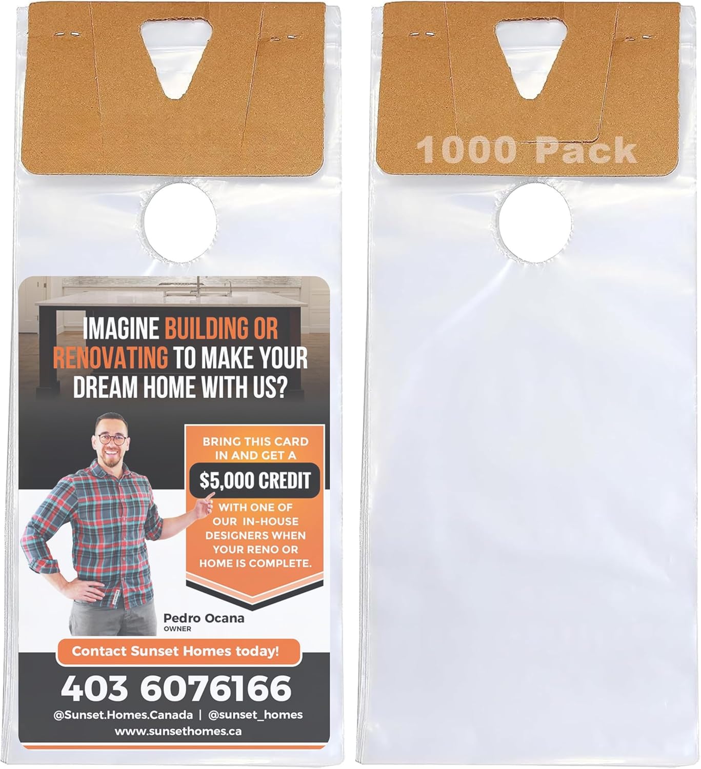TidyFriend Door Hanger Bags for Flyers and Brochures - 1000 Pack
