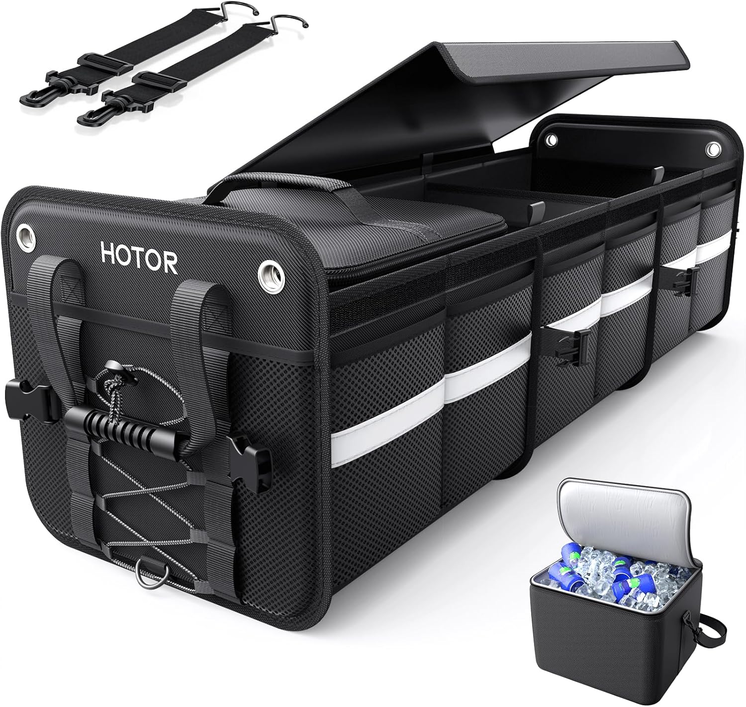 HOTOR Trunk Organizer with Cooler Bag for Neat Car Storage