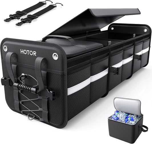 HOTOR Trunk Organizer with Cooler Bag for Neat Car Storage