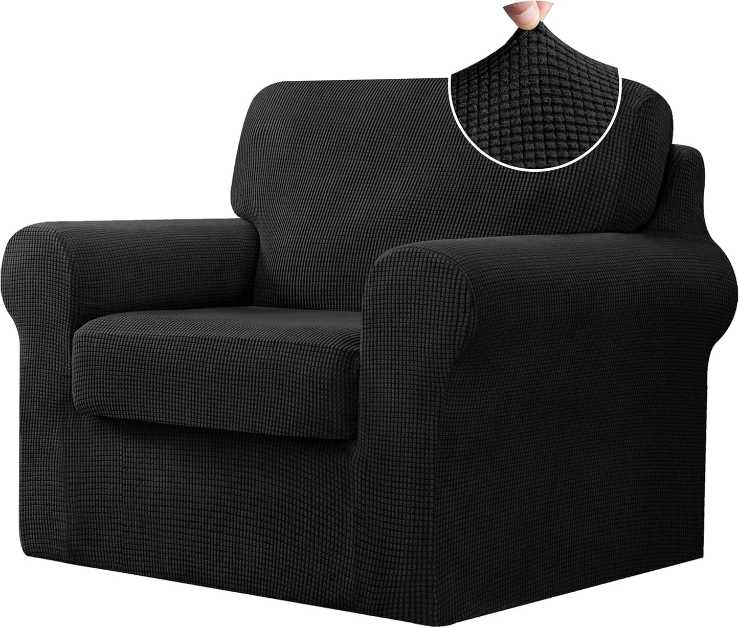 CHUN YI 3 Piece Chair Covers for Small Armchairs in Black