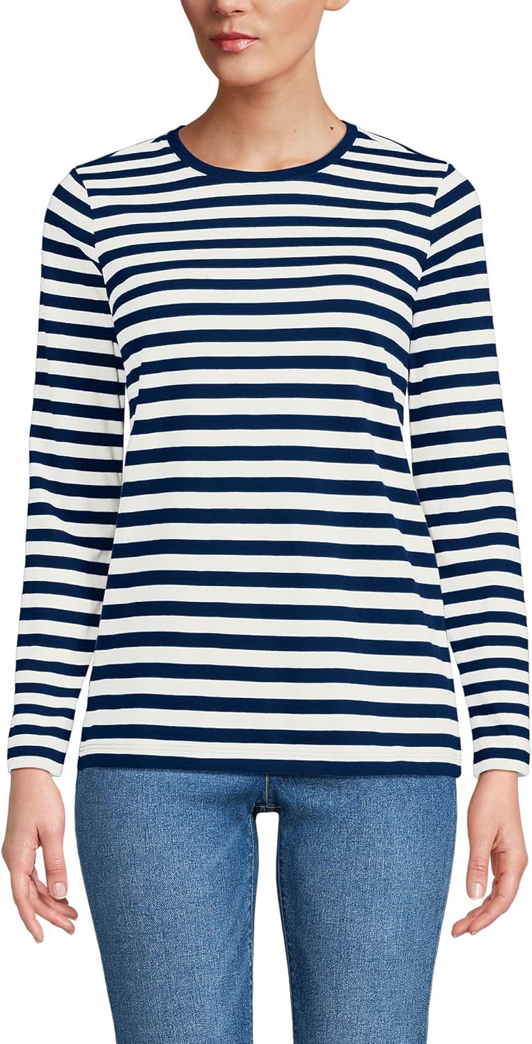 Relaxed Supima Cotton Long Sleeve Crew Neck T-Shirt for Women