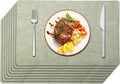 Sage Green Faux Leather Placemats Set of 8 - Waterproof, Heat