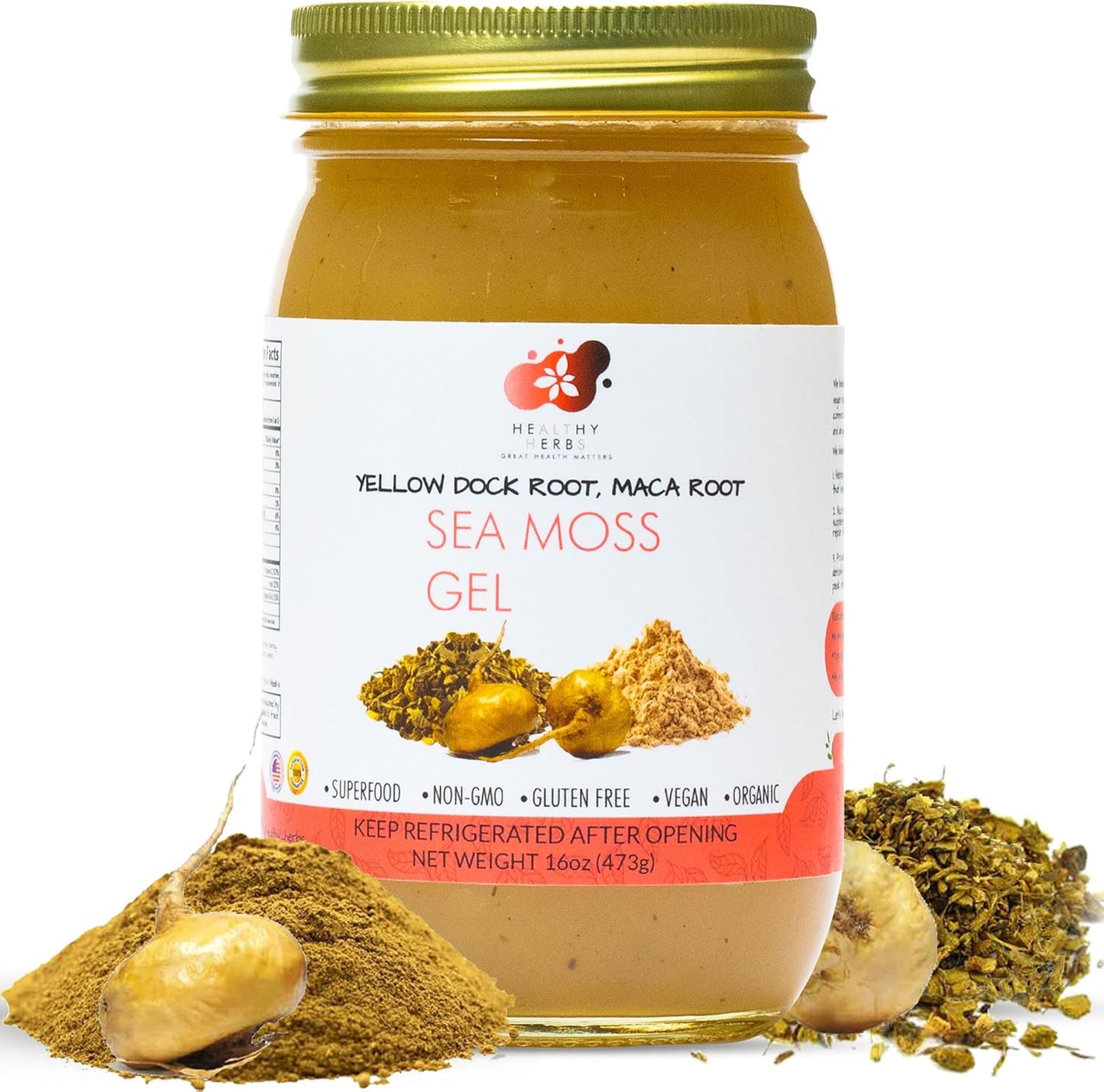 Healthy Herbs Sea Moss Gel with Yellow Dock for Vitality Boost