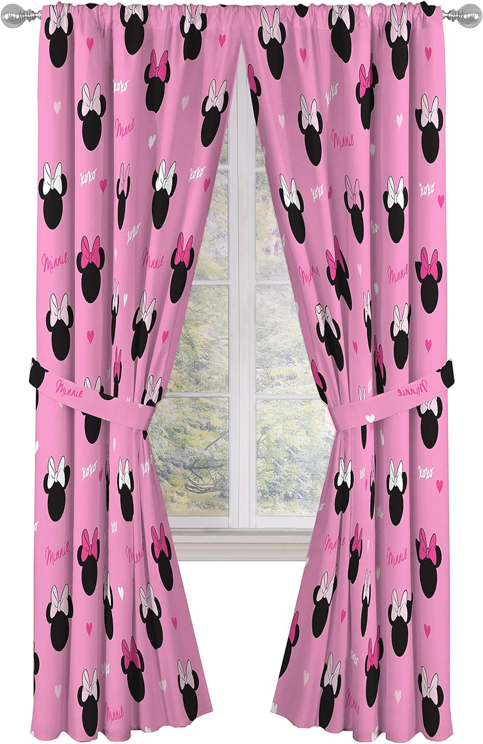 Minnie Mouse Hearts N Love Drapes - Easy Set Up, Beautiful Dcor