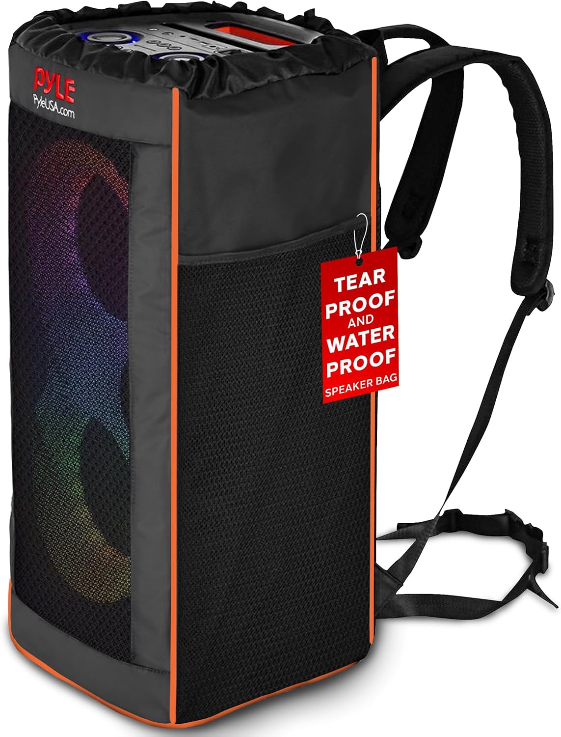 Portable Waterproof Speaker Bag with Adjustable Straps and Storage